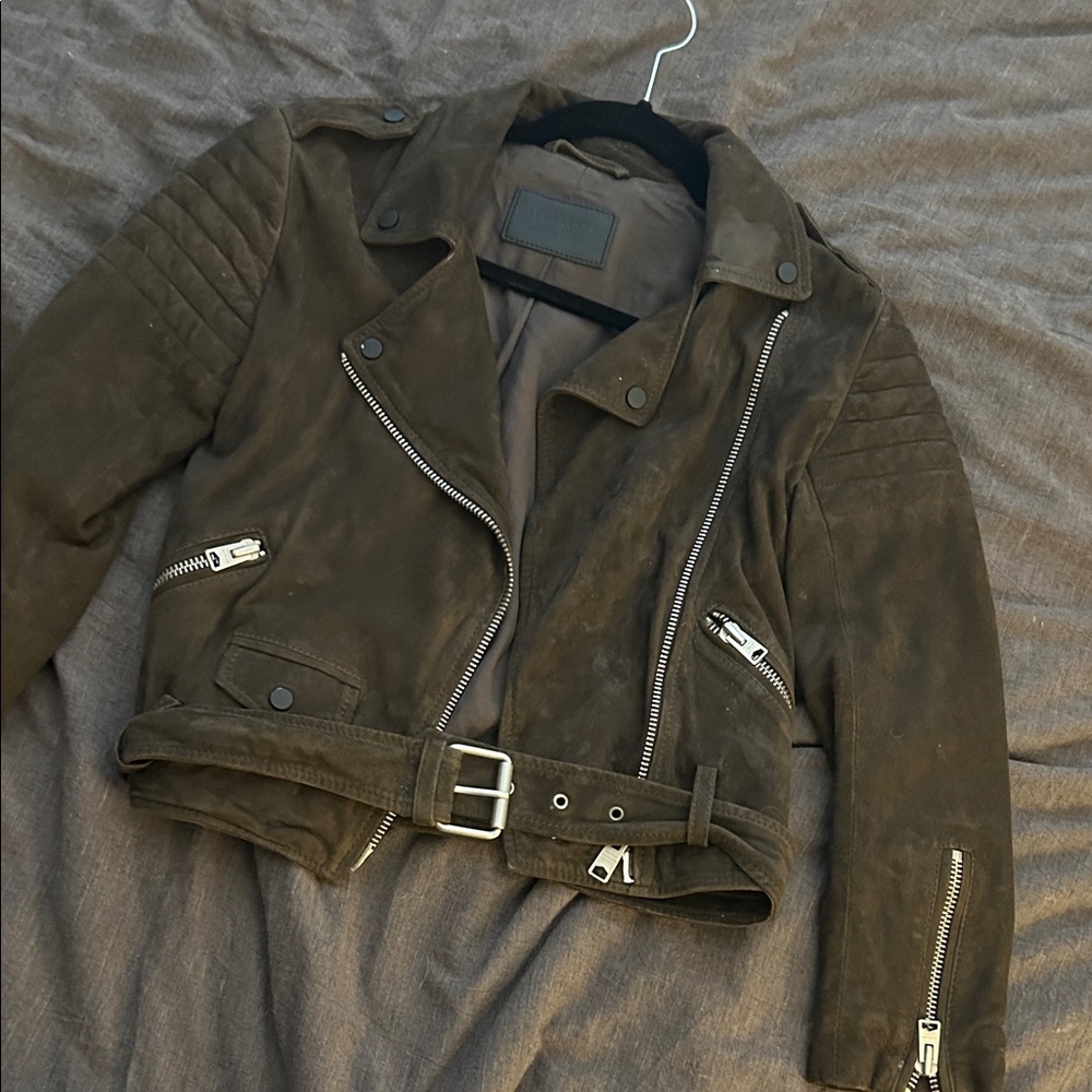 Allsaints Brown Suede Biker Jacket